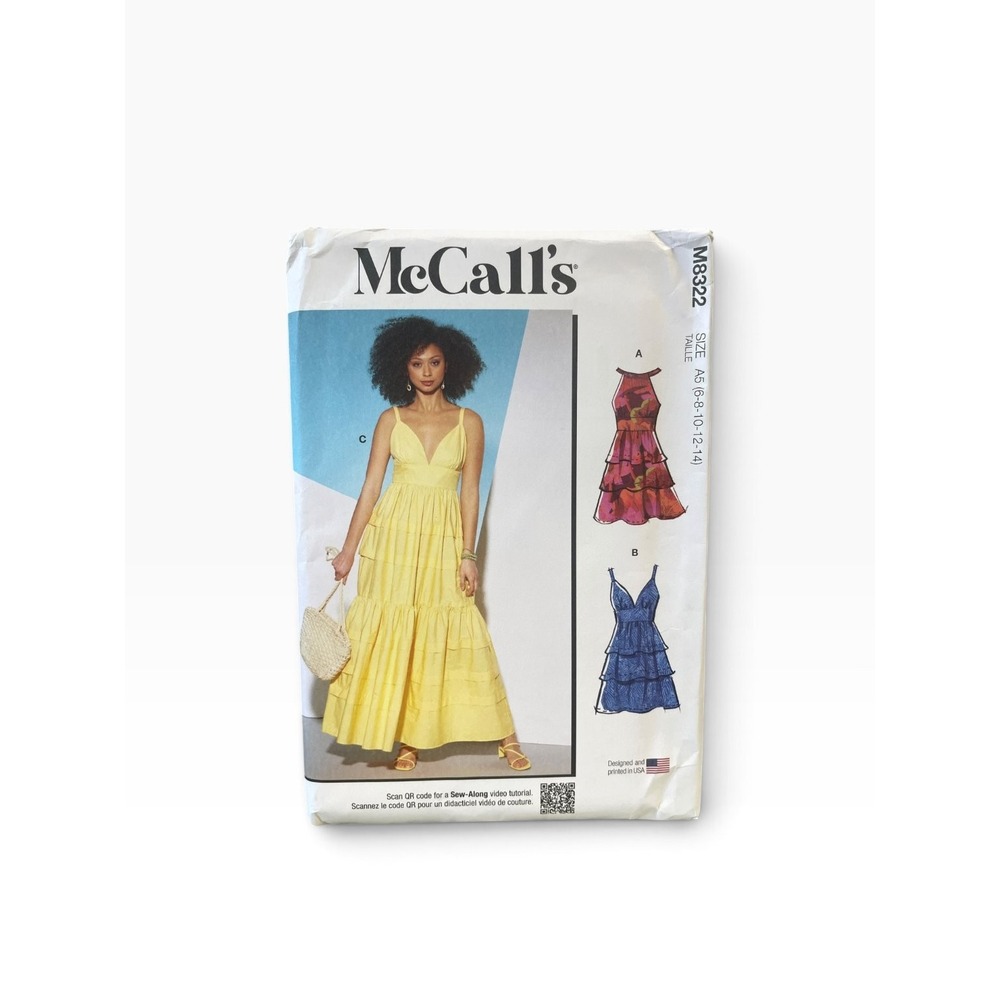 McCall's M8322 Misses Tiered Maxi & Mini Dress Sewing Pattern Size 6-14 UNCUT FF